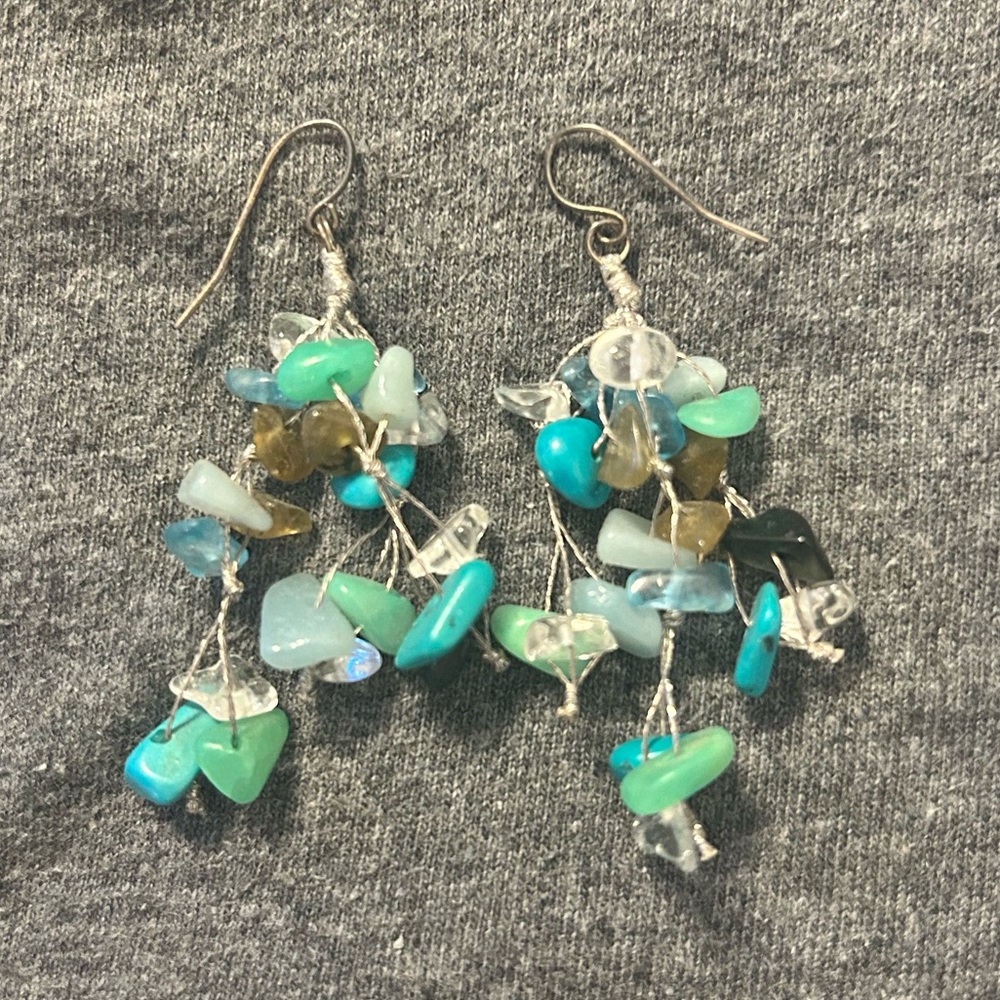 Turquoise and Silver Dangle Earrings